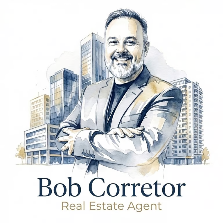 Logo Bob Corretor — ilustração em aquarela